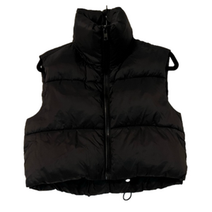 Fuinloth Women's Padded Vest, High Stand Collar Lightweight Zip Crop Puffer Gile